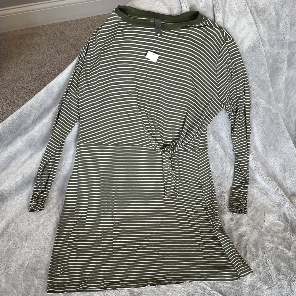 Alya Olive and White Striped Top